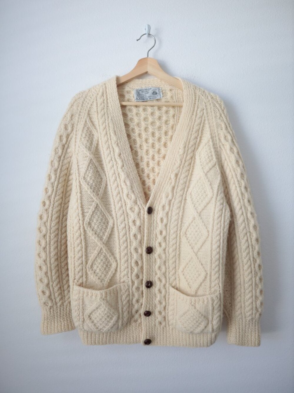 Vintage Glendalough Woolen Mills Knit Fisherman Cardigan Sweater | L - Picture 1 of 6
